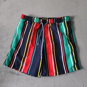 Surf Society Swim Trunks Men Size Large‎ Lined Shorts Striped Multi Color Retro